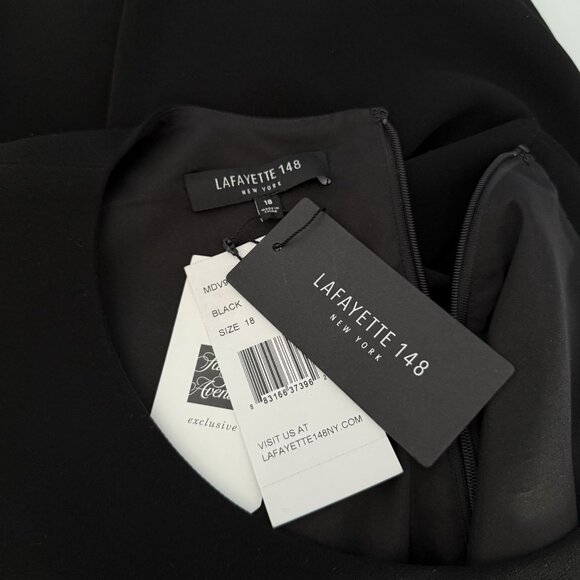 Lafayette 148 New York Wynona Finesse Crepe Shift Dress Black $598 - Picture 6 of 11